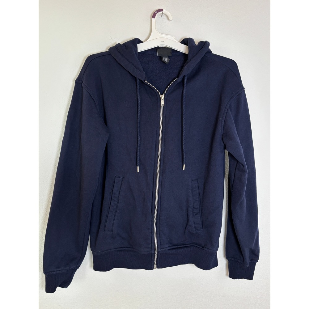HM Loose Fit Full Zip Hoodie Navy Blue Sweatshirt XS